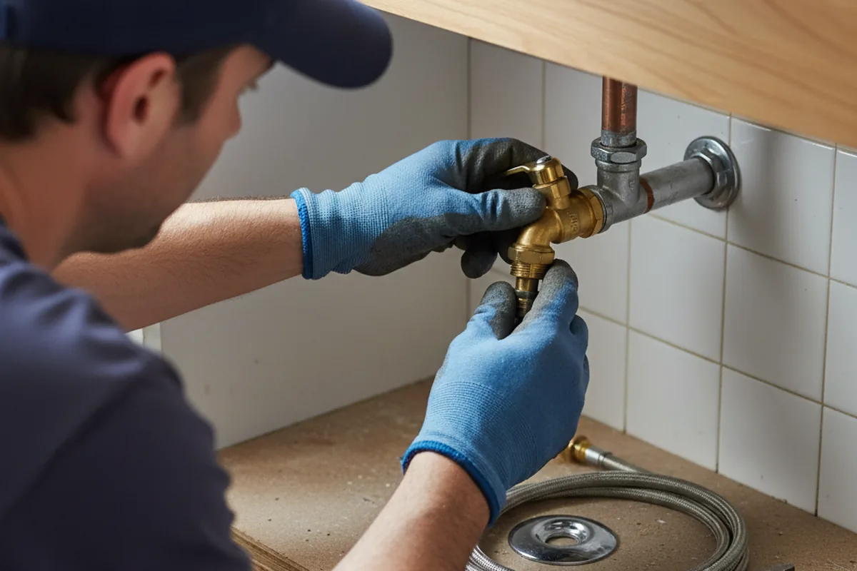 Shutoff valve and fitting work during Well Pump Repair in Columbus